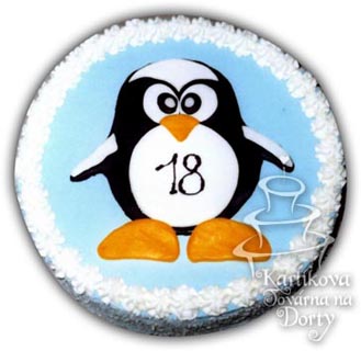 Dětské dorty – dort tučňák d22