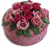 Narozeninové dorty – růžový dort s růžičkami n23