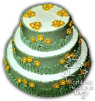 Speciální dorty – dort třípatrový kytičky X28