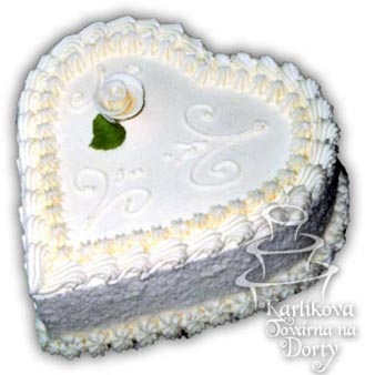 Svatební dorty – dort bílé srdce s18