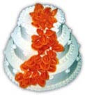 Svatební dorty – třípatrový dort oranžové růže s23