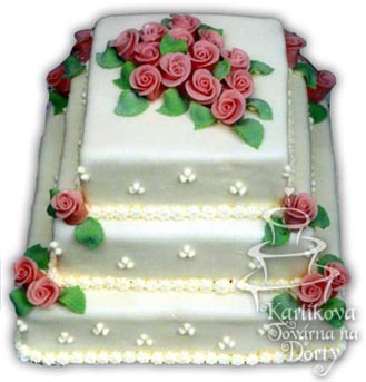Svatební dorty – třípatrový čtverec s27
