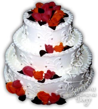 Svatební dorty – třípatrový dort stříbrné kuličky s22