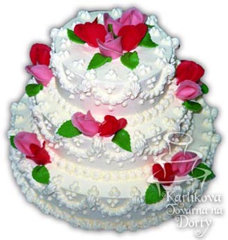 Svatební dorty – třípatrový dort krémový s02